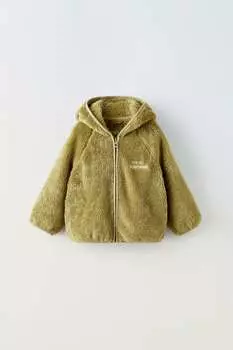 Кардиган искусственного меха ZARA, хаки