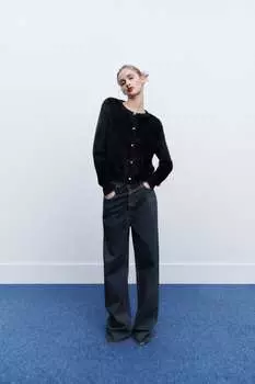 Кардиган искусственный мех ZARA, черный