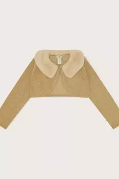 Кардиган из 100% хлопка с супермягким воротником из искусственного меха Monsoon, золотой