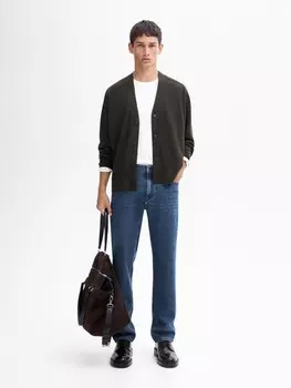 Кардиган из 100% мериносовой шерсти Massimo Dutti, хаки