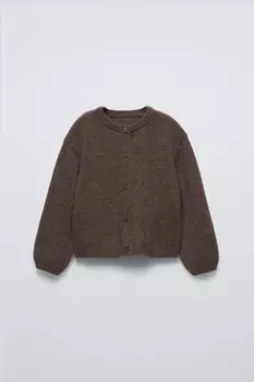 Кардиган из 100% шерсти ZARA, коричневый