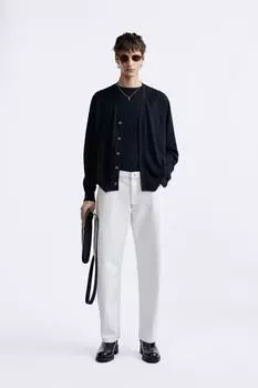 Кардиган из 100% шерсти ZARA, темно-синий