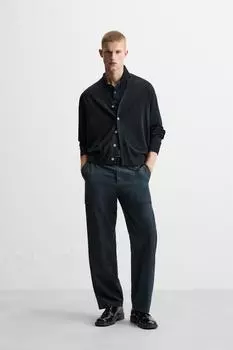 Кардиган из 100% шерсти ZARA, темно-синий
