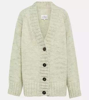 Кардиган из альпаки, хлопка и шерсти MAISON MARGIELA, зеленый