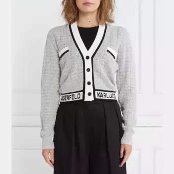 Кардиган из букле стандартного кроя Karl Lagerfeld, серый
