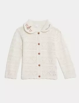 Кардиган из чистого хлопка с изображением кролика Питера Marks & Spencer, кремовый