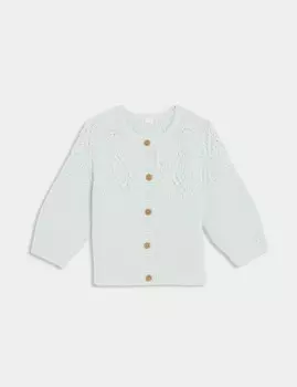 Кардиган из чистого хлопка с узором Marks & Spencer, цвет Aqua