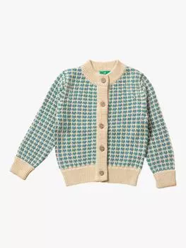 Кардиган из чистого органического хлопка baby dogtooth Little Green Radicals, цвет Blue/Cream