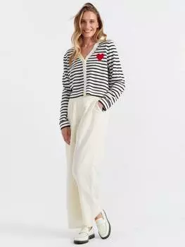 Кардиган из чистой шерсти мериноса в полоску в виде сердца Chinti & Parker, цвет Cream/Navy/True Red