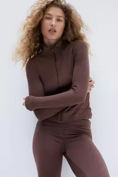 Кардиган из джерси на молнии H&M, коричневый