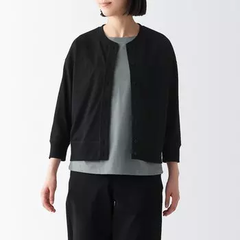 Кардиган из джерси с УФ-разрезом MUJI, черный