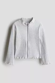 Кардиган из джерси в рубчик H&M, серый