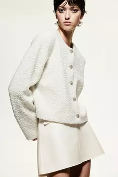 Кардиган из флиса Тедди. H&M, бежевый