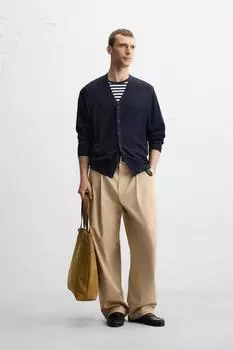 Кардиган из хлопчатобумажной шерсти ZARA, темно-синий