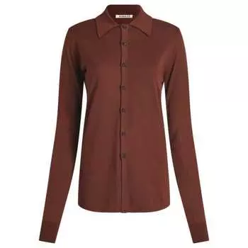 Кардиган из хлопчатобумажной трикотажной ткани Auralee, коричневый