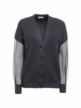 Кардиган из хлопка и шелка Brunello Cucinelli
