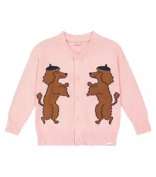 Кардиган из хлопка и шерсти poodle Tinycottons, розовый