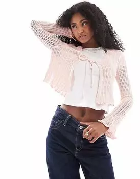 Кардиган из хлопка на завязках в цвету вишни Cotton:On