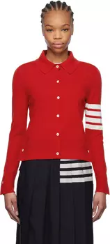 Кардиган из хлопка с 4 планками Thom Browne, красный