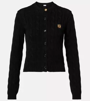 Кардиган из хлопка с ажурной вязкой Anagram Loewe, черный