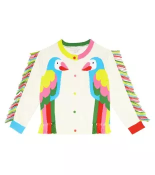 Кардиган из хлопка с бахромой Stella McCartney Kids, разноцветный