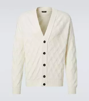Кардиган из хлопка с рельефной вязкой Zegna, белый