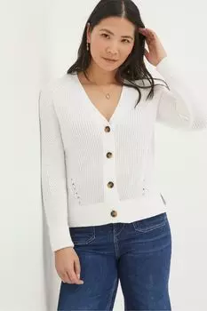 Кардиган из хлопка с толстым лицом сиреневого цвета Fat Face, белый