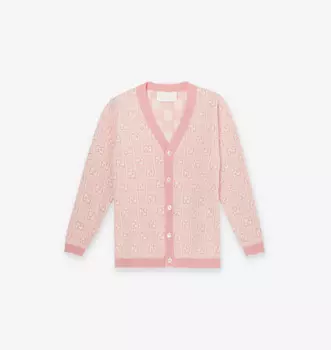 Кардиган из хлопка с V-образным вырезом и монограммой Gg Gucci, мультиколор