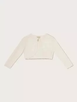 Кардиган из хлопка с вышивкой 3D лепестками Monsoon Baby, цвет слоновой кости