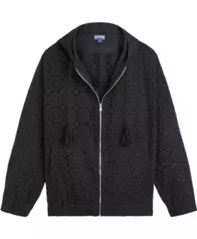 Кардиган из хлопка с вышивкой и капюшоном Vilebrequin, черный