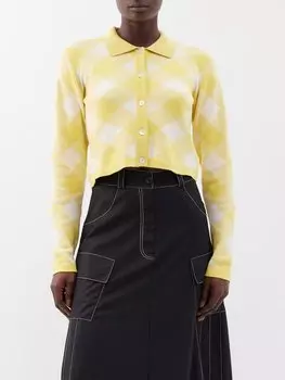 Кардиган из хлопка в мелкую клетку Lovebirds, желтый