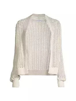 Кардиган из хлопковой сетки White + Warren, слоновая кость