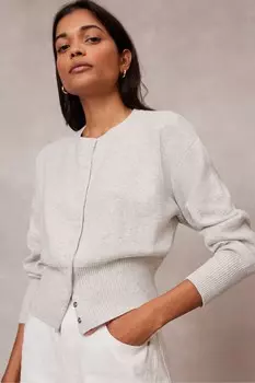 Кардиган из хлопковой смеси Mint Velvet, серый