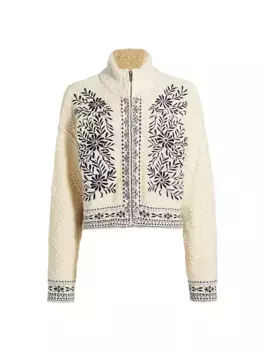 Кардиган из хлопковой смеси с настоящей вышивкой Free People, цвет gardinia indigo combo