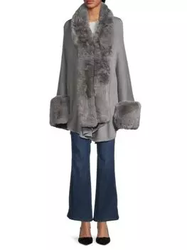 Кардиган из искусственного кролика Saks Fifth Avenue, серый