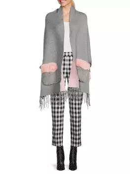 Кардиган из искусственного меха с бахромой La Fiorentina, цвет Grey Pink