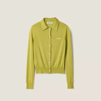 Кардиган из кашемира и шелка Miu Miu, зеленый