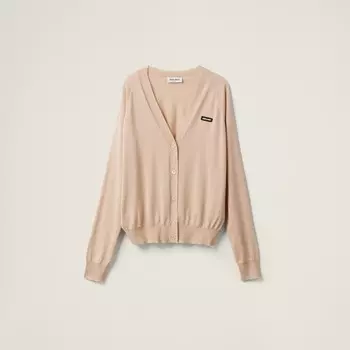 Кардиган из кашемира и шелка Miu Miu, белый