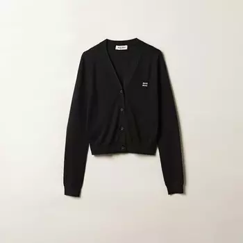 Кардиган из кашемира и шелка Miu Miu, черный