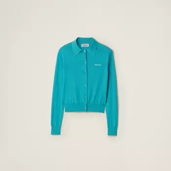 Кардиган из кашемира и шелка Miu Miu, бирюзовый