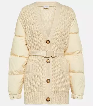 Кардиган из кашемира с пуховыми вставками Moncler, нейтральный