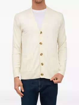 Кардиган из льняной смеси Paolo Pecora, нейтральный