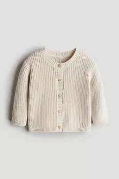 Кардиган из лакированной вязки H&M, бежевый