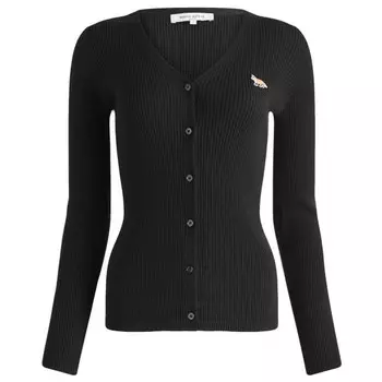 Кардиган из лисьего меха Maison Kitsune, черный