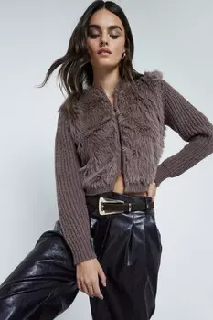 Кардиган из меха Faxu River Island, коричневый