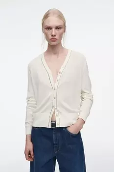 Кардиган из мериносовой шерсти и льна COS, белый