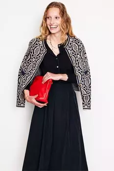 Кардиган из мериносовой шерсти с фестончатым краем Boden, черный