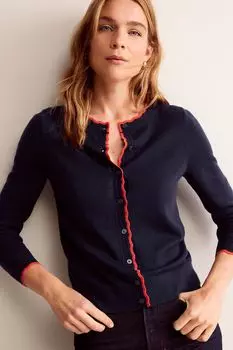 Кардиган из мериносовой шерсти с отделкой ракушками Boden, синий