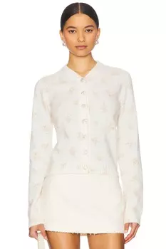 Кардиган из мериносовой шерсти с принтом Ganni, antique white