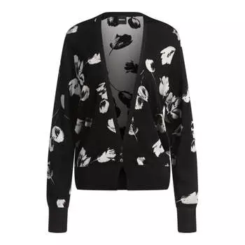 Кардиган из мериносовой шерсти с жаккардовым узором «тюльпан» BOSS, цвет patterned